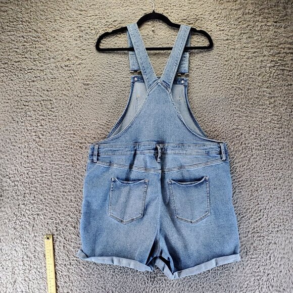Ava & Viv Shorts Womens 14W Blue Denim Shortalls Overalls Jorts - Picture 9 of 10